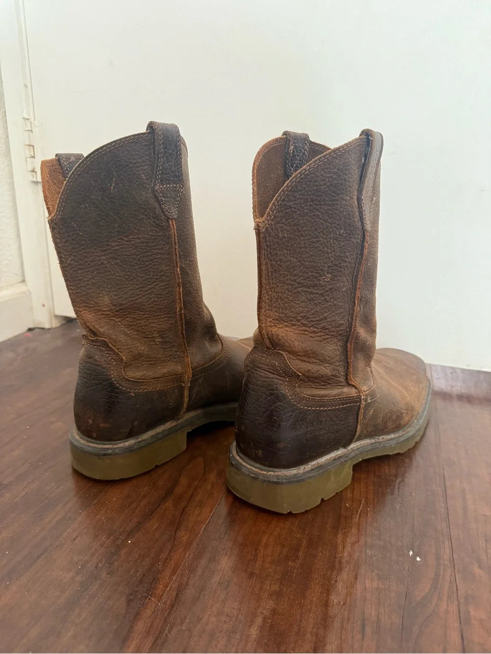 Ariat Men's Brown Leather Pull-On Work Boots